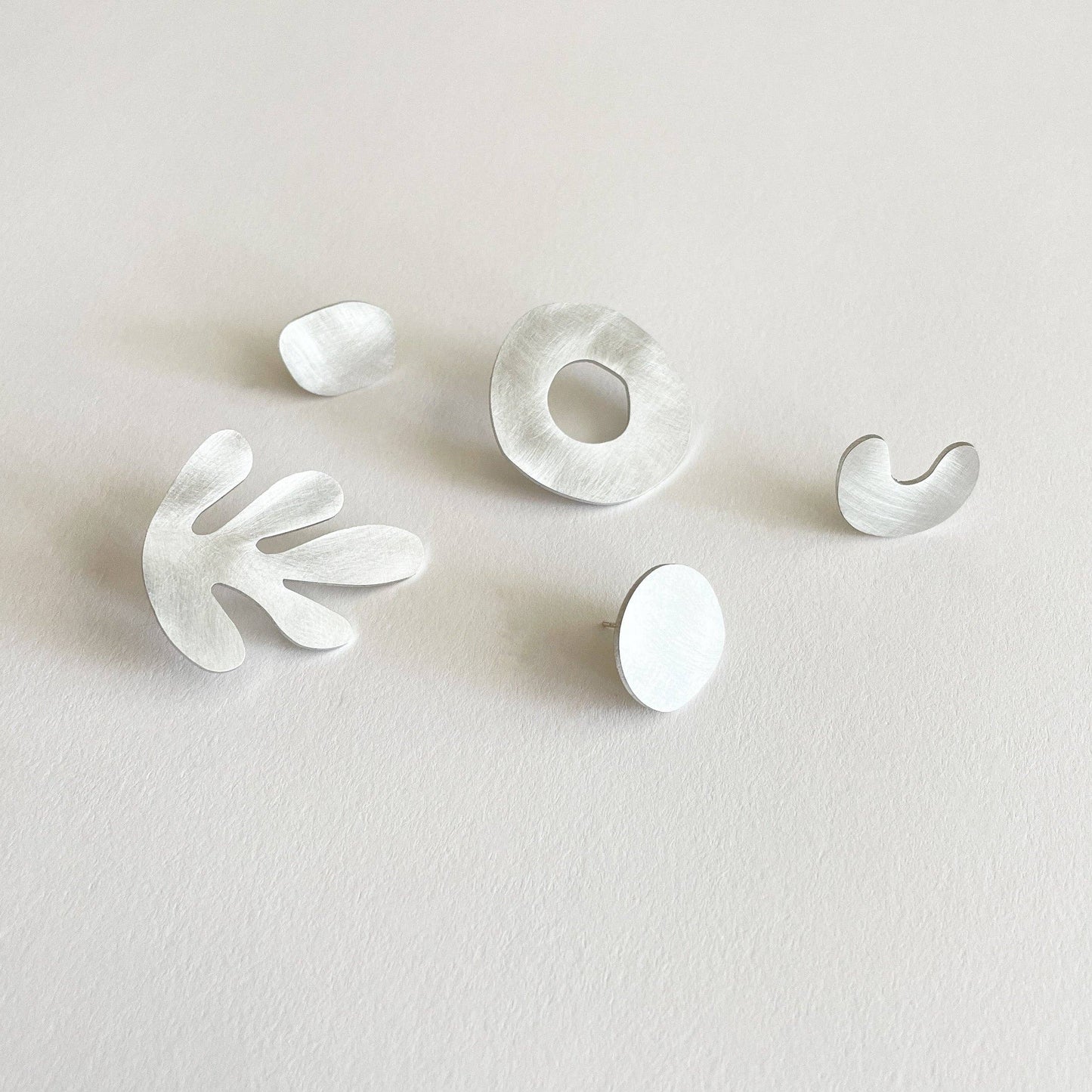 Silver Aluminium Seaweed Earring Set