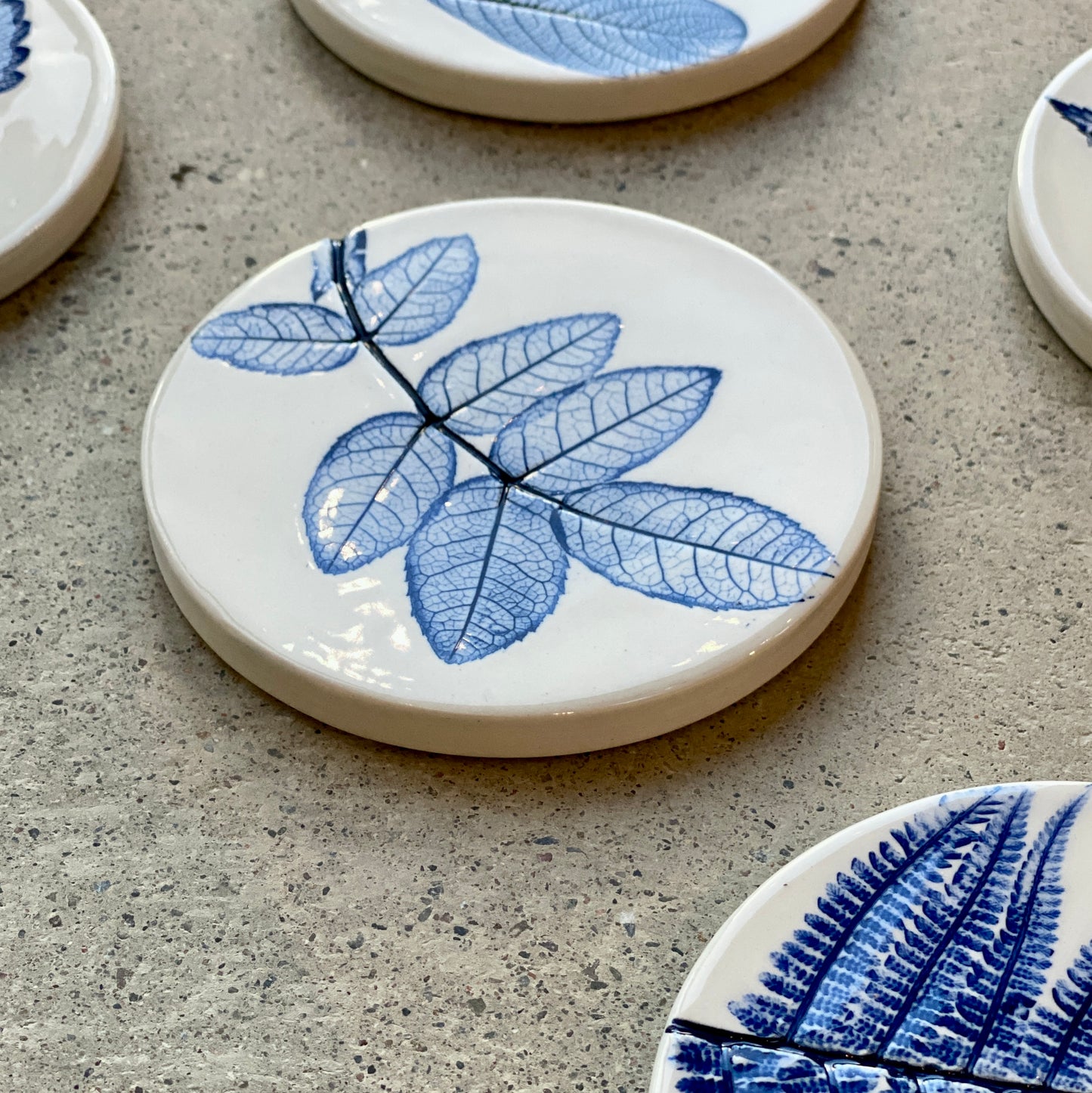 Pressed Leaf Ceramic Coaster