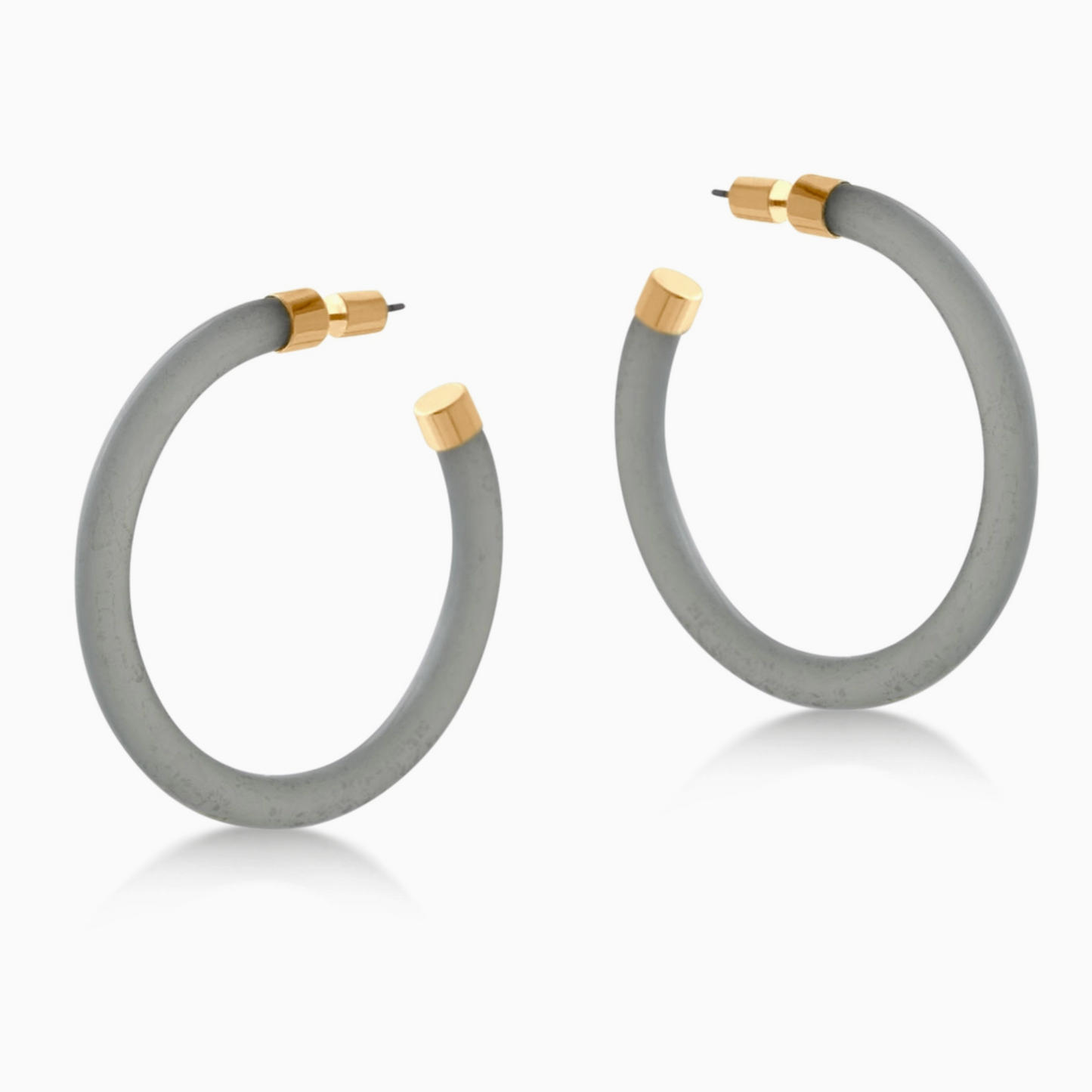 Resin Hoop Earrings - Grey