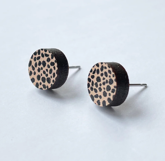 Circle Studs - Leopard