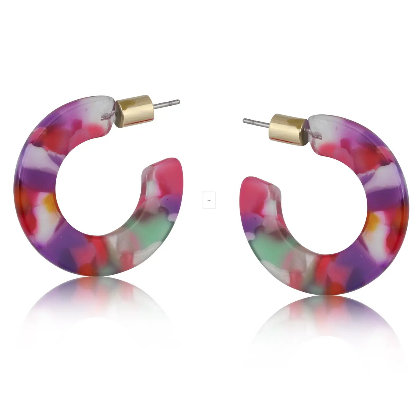 Resin Hoop Earrings - Pink/Purple