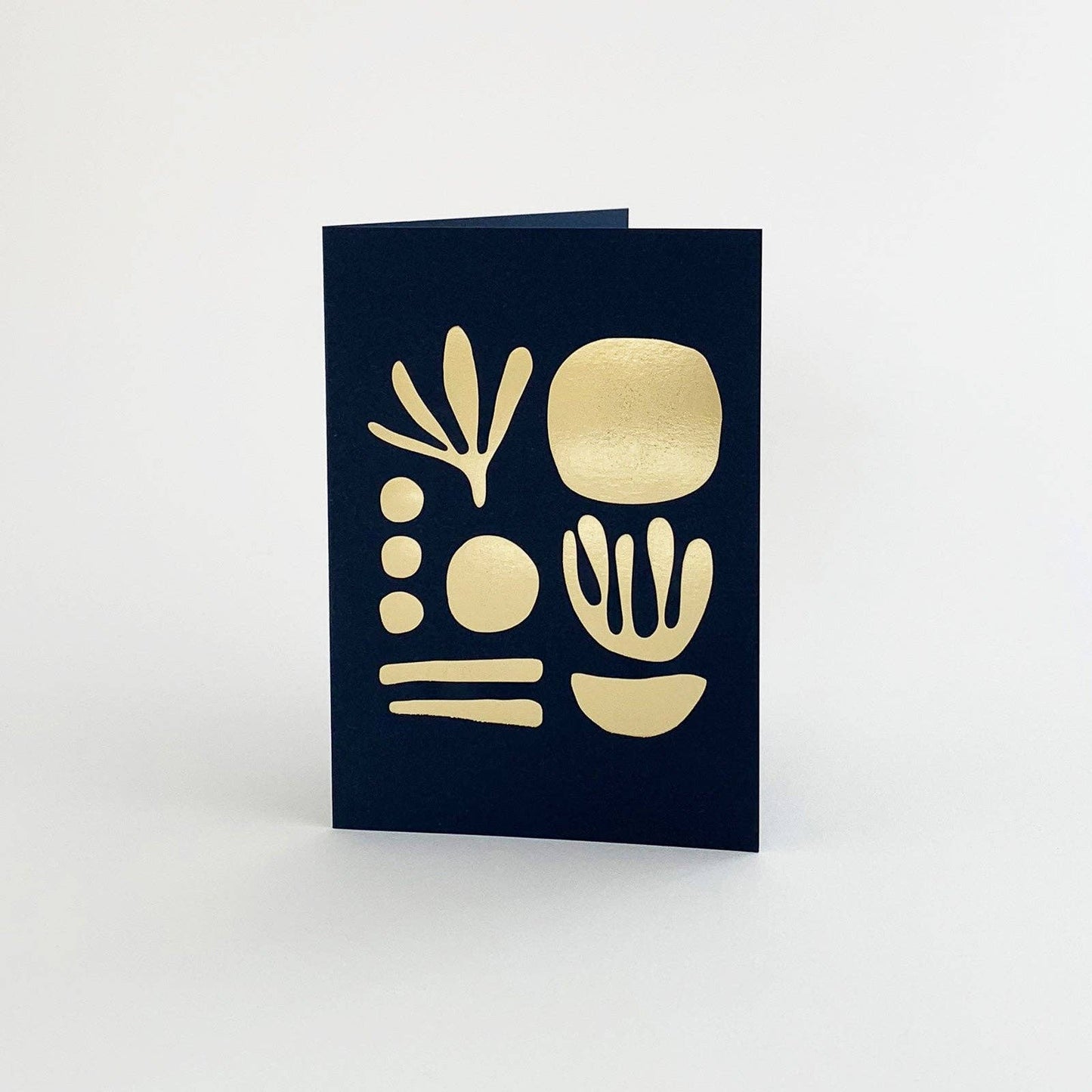 Seaweed, Brass & Navy, Foiled Greetings Card