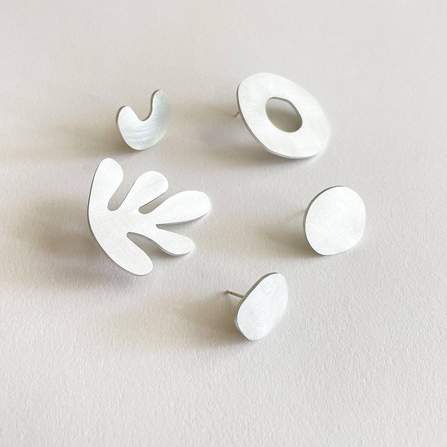 Silver Aluminium Seaweed Earring Set